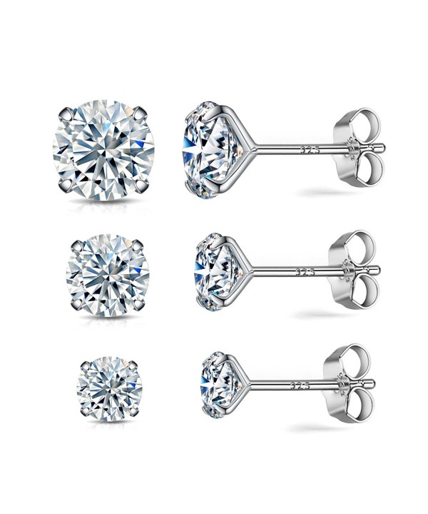 Sterling earrings simulated diamond hypoallergenic