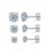 Sterling earrings simulated diamond hypoallergenic