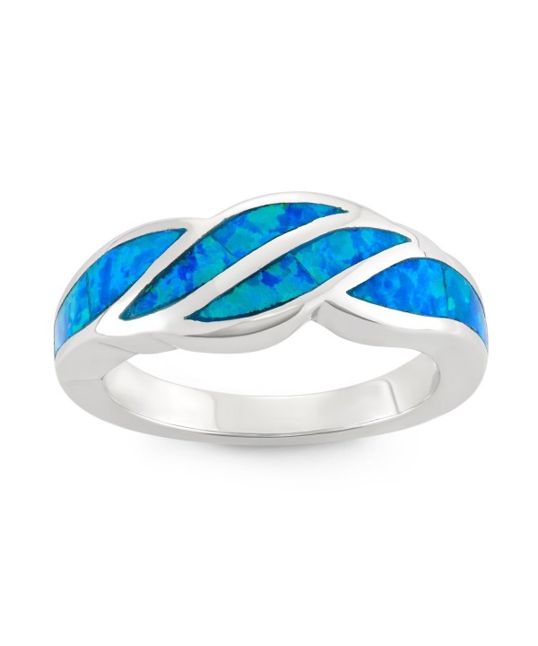 Sterling Silver Created Blue Designed