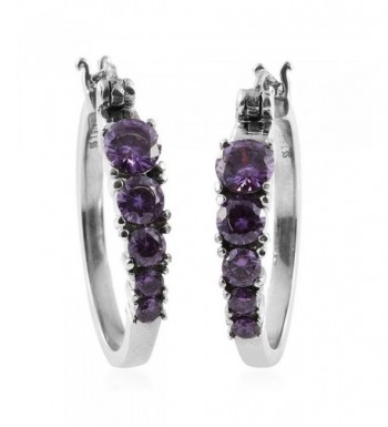 Purple Cubic Zirconia Stainless Earrings