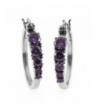 Purple Cubic Zirconia Stainless Earrings