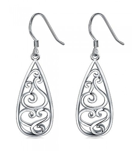 Sterling Silver Earrings Filigree Teardrop