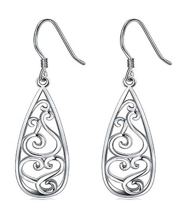 Sterling Silver Earrings Filigree Teardrop