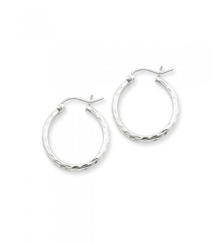 Diamond Polished Sterling Silver Hoops