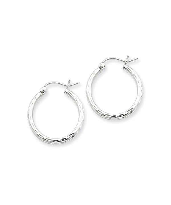 Diamond Polished Sterling Silver Hoops