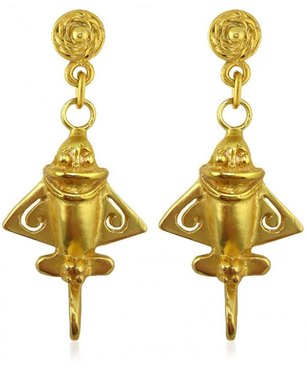 Pre Columbian Plated Ancient Aircraft Earrings