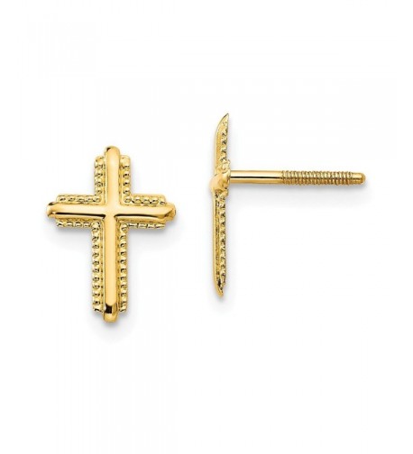 Yellow Polished Cross Screwback Earrings