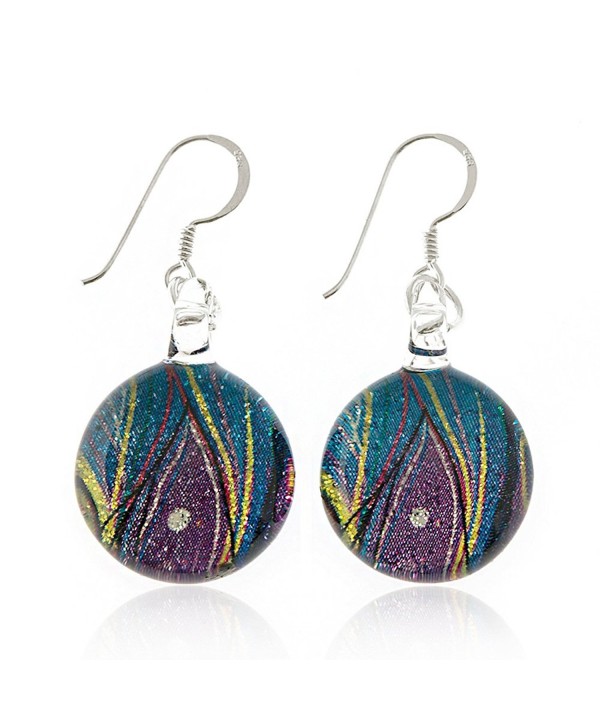 Sterling Painted Multi colored Peacock Earrings