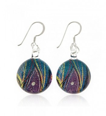 Sterling Painted Multi colored Peacock Earrings