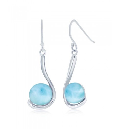 Sterling Silver Natural Larimar Earrings