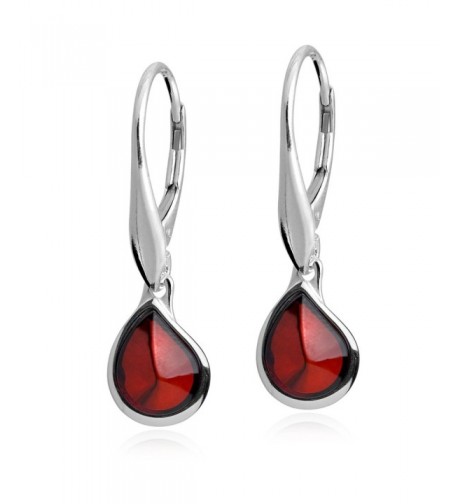 Cherry Sterling Teardrop Leverback Earrings