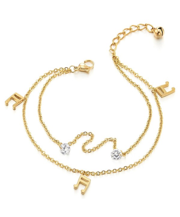 Two row Anklet Bracelet Dangling Zirconia