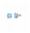 Simulated Aquamarine Zirconia Earrings Sterling