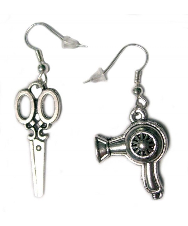 Scissors Dryer Silver Plated Earrings