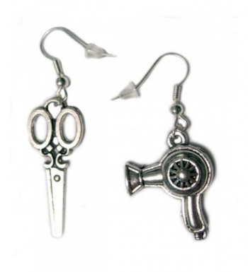 Scissors Dryer Silver Plated Earrings