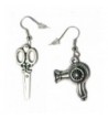 Scissors Dryer Silver Plated Earrings