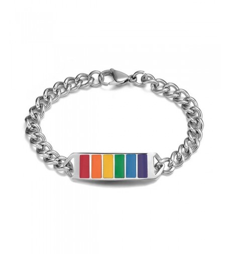 Stainless Gay Rainbow Wristband Bracelet