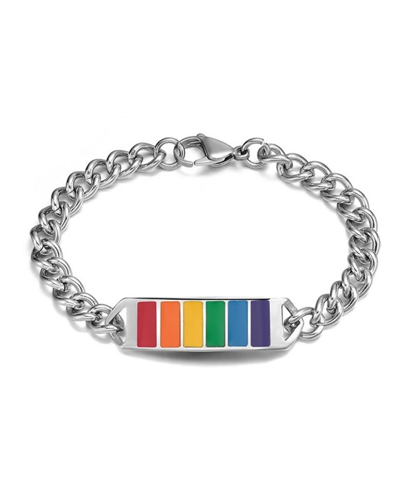 Stainless Gay Rainbow Wristband Bracelet