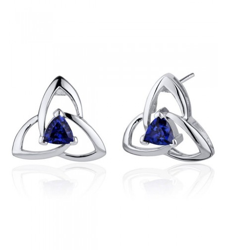 Created Sapphire Trinity Earrings Sterling