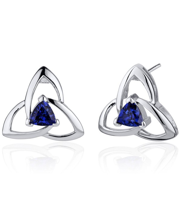 Created Sapphire Trinity Earrings Sterling
