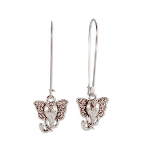 Sabai Silvertone Elephant Earrings Stainless