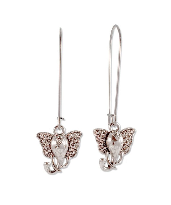 Sabai Silvertone Elephant Earrings Stainless