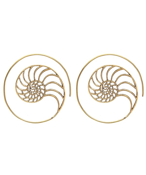 81stgeneration Womens Golden Spiral Earrings