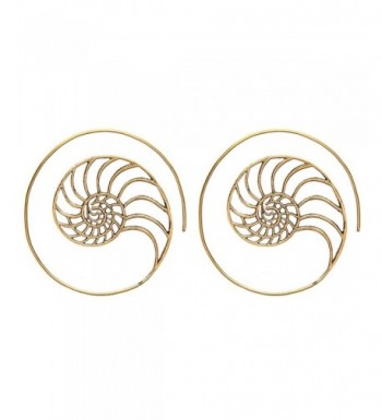 81stgeneration Womens Golden Spiral Earrings