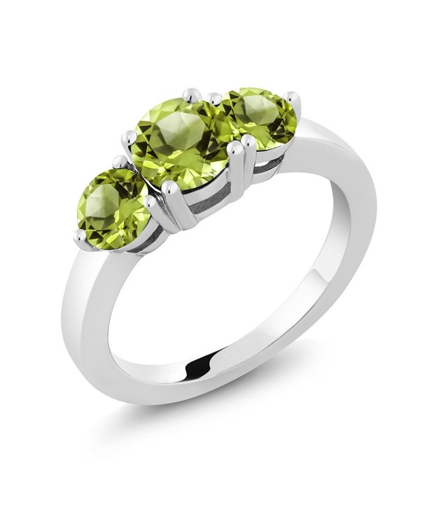 3 Stone Round Peridot Sterling Silver