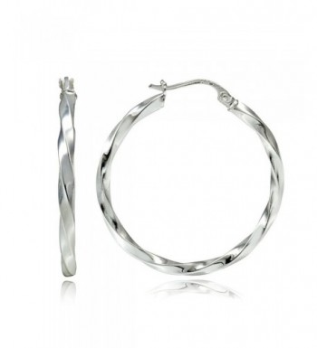 Sterling Silver 2mm Twist Medium Round Hoop Earrings CB12CMU5ZYD