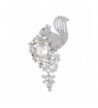 EVER FAITH Rhinestone Squirrel Silver Tone