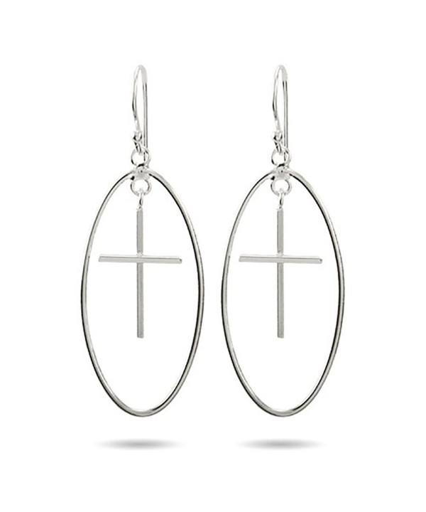 Sterling Silver Dangling Cross Earrings