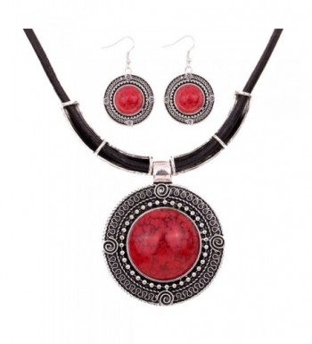 YAZILIND Vintage Statement Necklace Earrings