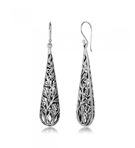 Oxidized Sterling Inspired Filigree Teardrop