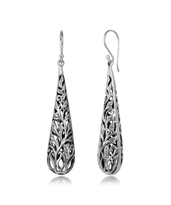 Oxidized Sterling Inspired Filigree Teardrop