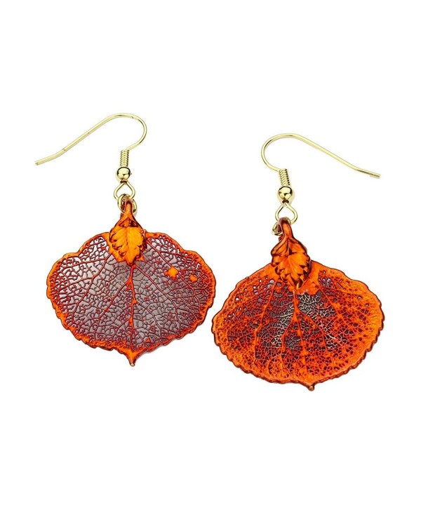 Irridescent Copper Plated Aspen Leaf Earrings