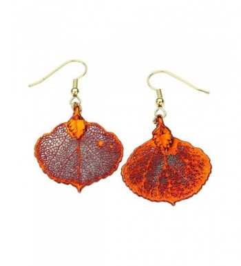 Irridescent Copper Plated Aspen Leaf Earrings