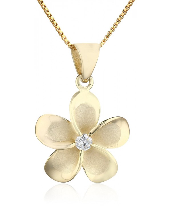 Yellow Sterling Plumeria Pendant Necklace