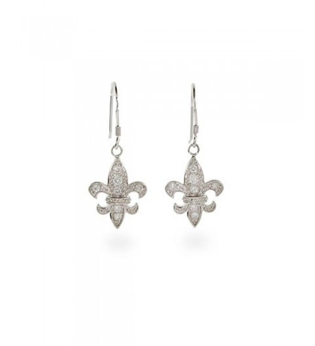 Dangle CZ Fleur Lis Earrings