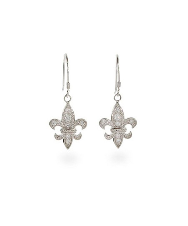 Dangle CZ Fleur Lis Earrings