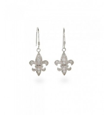 Dangle CZ Fleur Lis Earrings