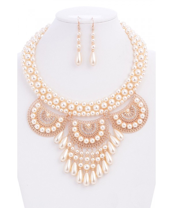 Simulated Casting Statement Necklace Earrings