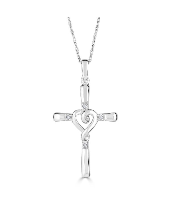 Diamond Necklace Rhodium Plated Sterling