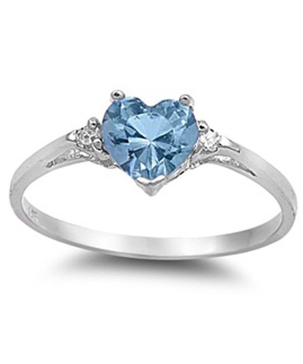 Simulated Aquamarine Heart White Zirconia