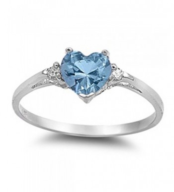 Simulated Aquamarine Heart White Zirconia