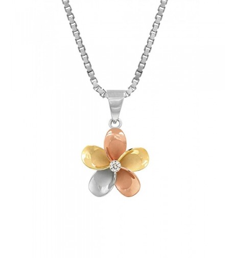 Tri Color Sterling Plumeria Necklace Millimeters