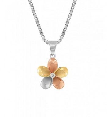 Tri Color Sterling Plumeria Necklace Millimeters