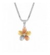 Tri Color Sterling Plumeria Necklace Millimeters