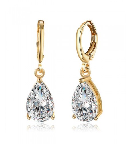 Plated Teardrop Zirconia Dangle Earrings