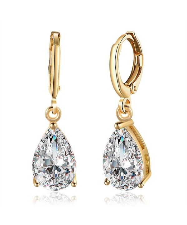 Plated Teardrop Zirconia Dangle Earrings